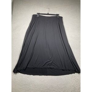 Catherines Maxi Skirt Womens‎ 1X Petite Black Stretch Pull On Elastic Waist